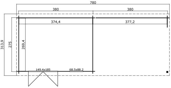 Lasita Maja redskabsrum m/pergola Reno 275 x 760 cm